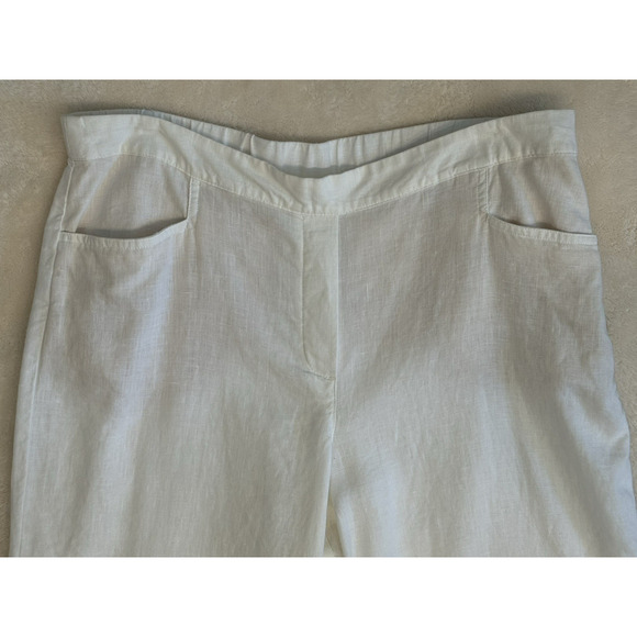 J. Jill LOVE LINEN White 100% Linen Side Zip Wide Leg Crop/Ankle Pant‎ Sz L Tall - Picture 2 of 14